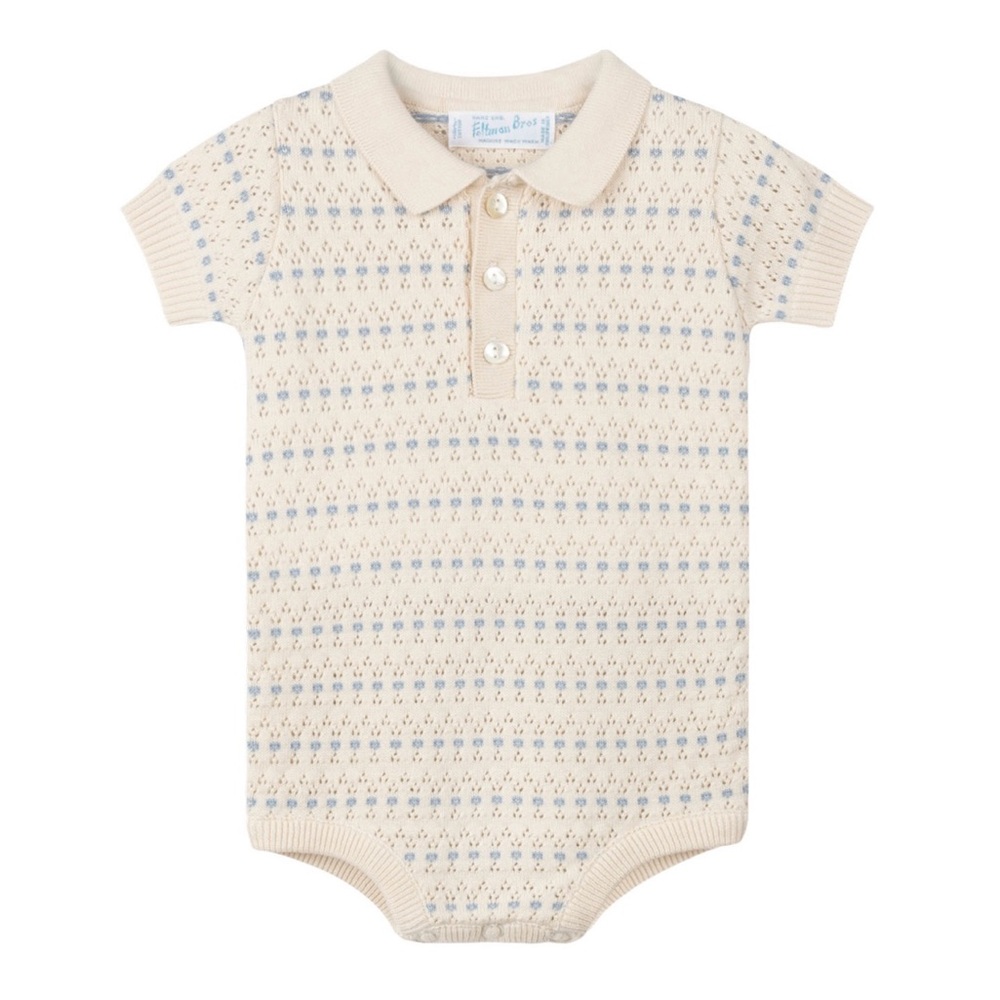Boys Pointelle Jacquard Knit Romper by Feltman Brothers